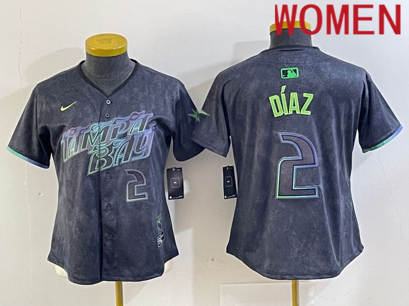 Women Tampa Bay Rays #2 Diaz Nike MLB Limited City Connect Black 2024 Jersey style 4